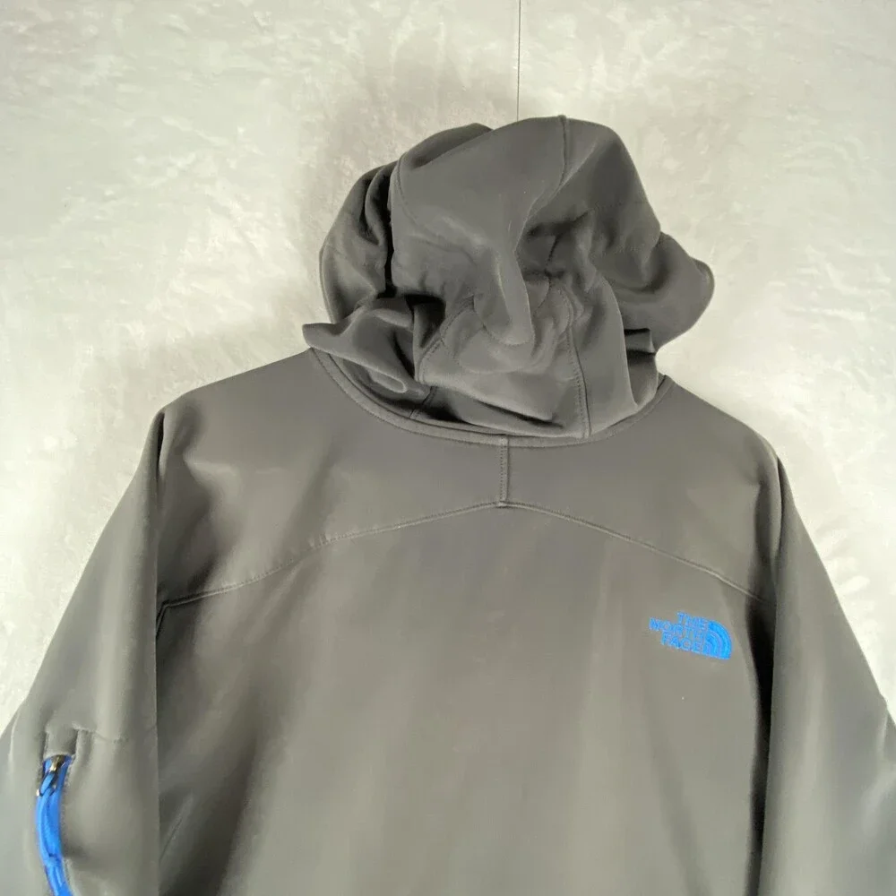 The North Face Jacket Mens 2XL Gray Hooded Softshell Full Zip Fleece Lined Ski